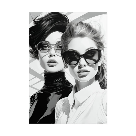 Pop-Art B&W Style - Women With Glasses - 3